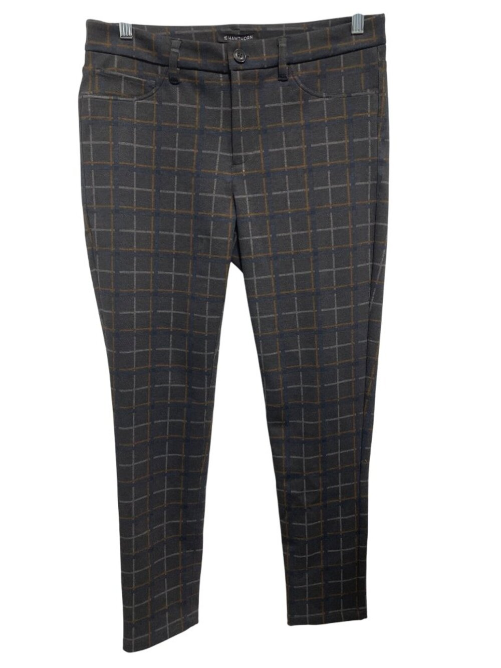 41 Hawthorn Laura Skinny Pant Size 10 Plaid Dark Gray Preppy Business Casual NEW